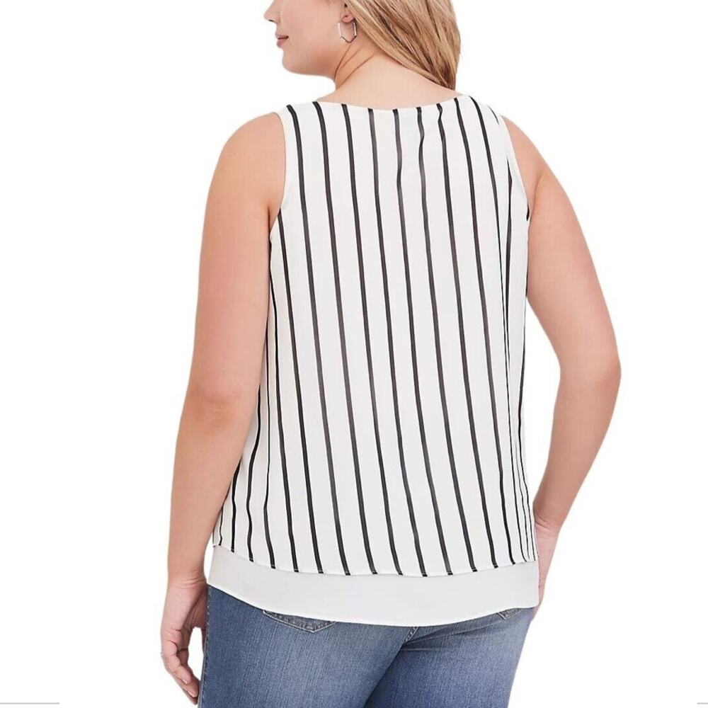 Torrid Size 2X Georgette Layer Blouse Swing Tank Stripe White Black - Picture 5 of 12